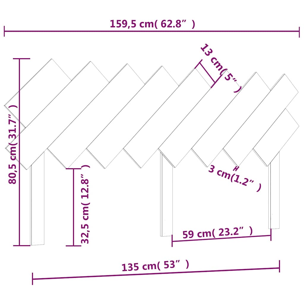 Mézbarna tömör fenyőfa ágyfejtámla 159,5x3x80,5 cm 6