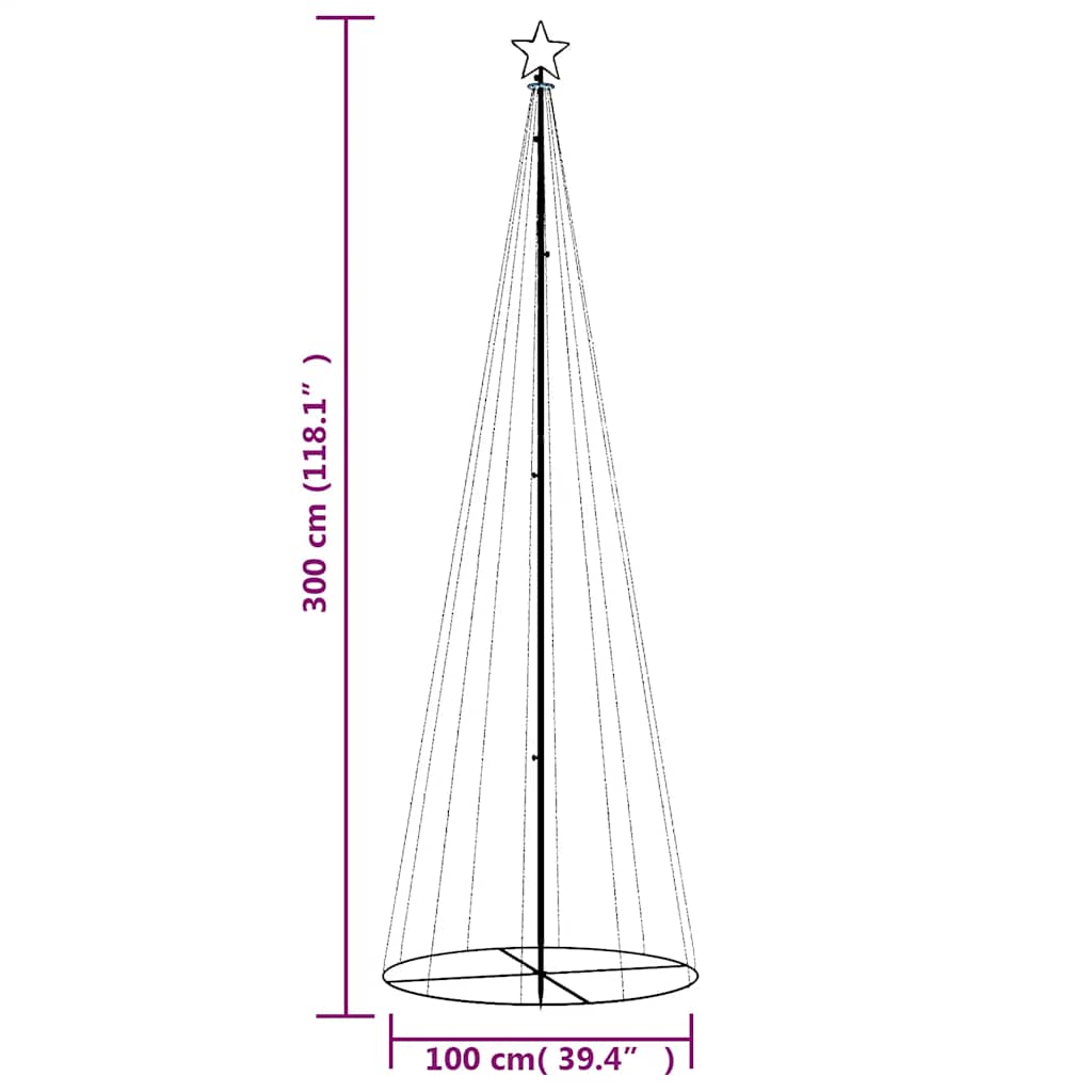 Kúp alakú karácsonyfa 310 meleg fehér LED-del 100 x 300 cm 10