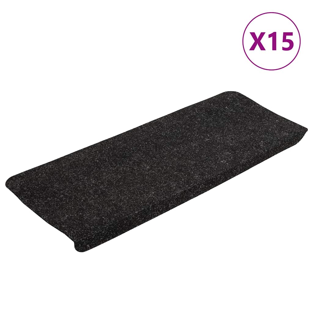 15 db antracitszürke öntapadó lépcsőszőnyeg 65x24,5x3,5 cm 2
