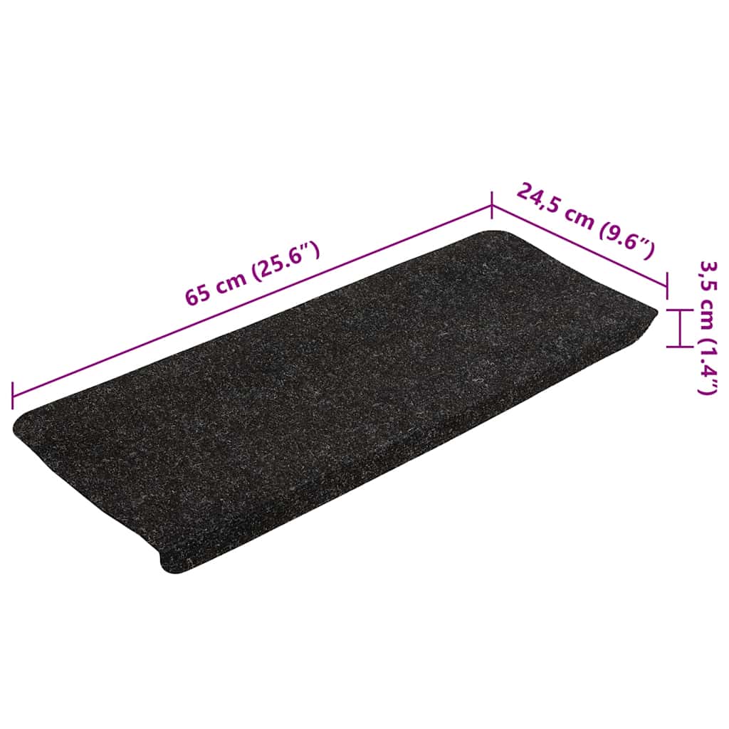 15 db antracitszürke öntapadó lépcsőszőnyeg 65x24,5x3,5 cm 9