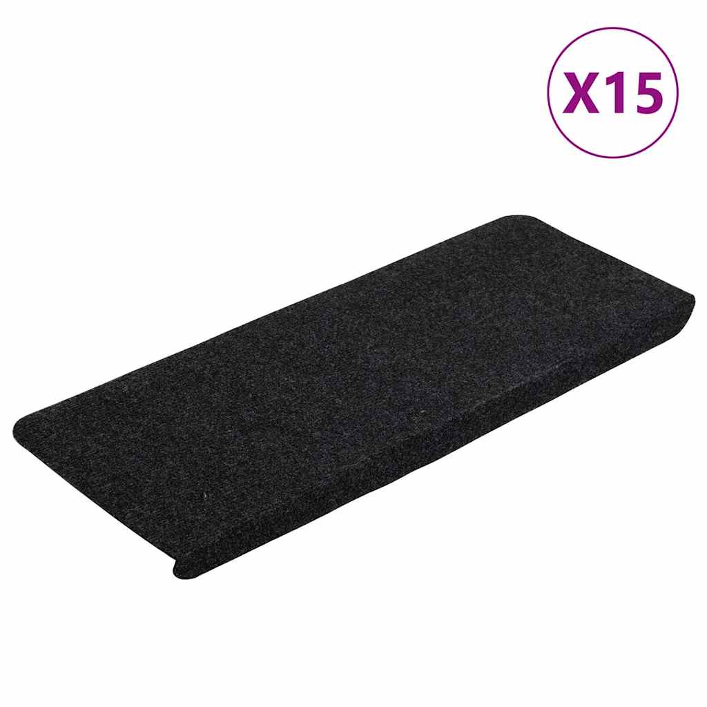15 db fekete öntapadó lépcsőszőnyeg 65x24,5x3,5 cm 2