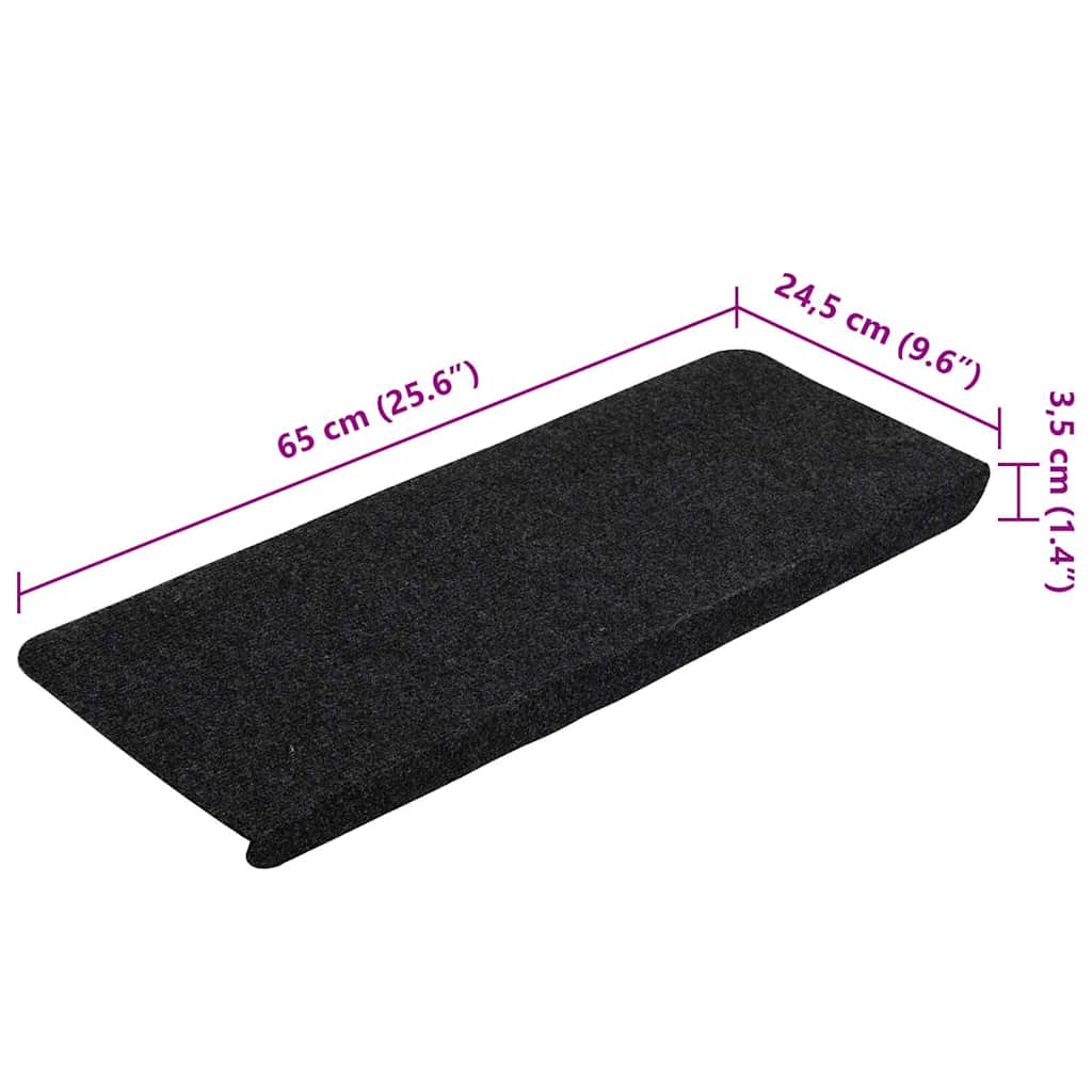 15 db fekete öntapadó lépcsőszőnyeg 65x24,5x3,5 cm 9