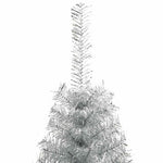 Ezüstszínű PET fél műkarácsonyfa állvánnyal 210 cm 6