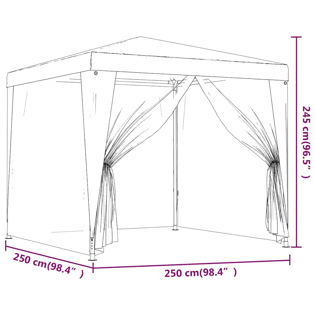 Antracitszürke HDPE partisátor 4 hálós oldalfallal 2,5x2,5 m 7