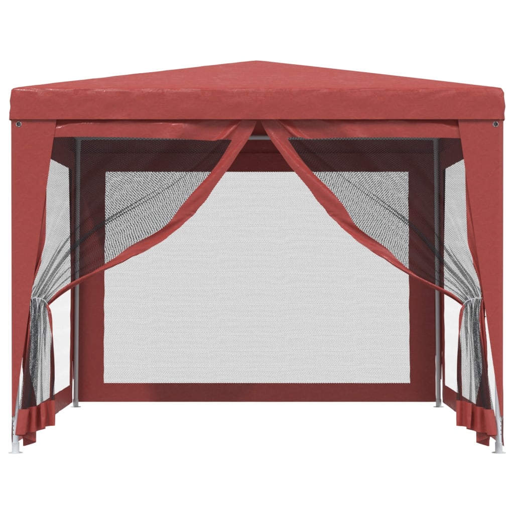 Piros HDPE rendezvénysátor 4 hálós oldalfallal 3x3 m 3