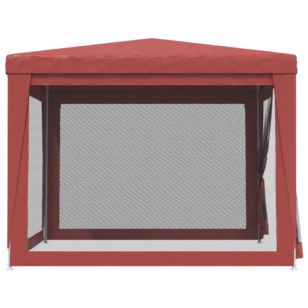 Piros HDPE rendezvénysátor 4 hálós oldalfallal 3x3 m 4