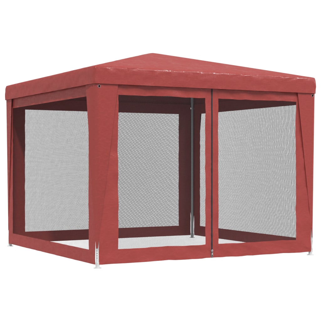 Piros HDPE rendezvénysátor 4 hálós oldalfallal 3x3 m 5