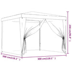 Piros HDPE rendezvénysátor 4 hálós oldalfallal 3x3 m 7