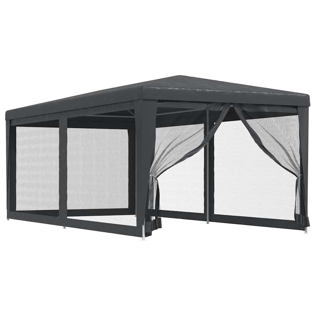 Antracitszürke HDPE rendezvénysátor 6 hálós oldalfallal 3x6 m 2