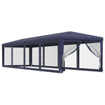 Kék HDPE rendezvénysátor 10 hálós oldalfallal 3 x 12 m 2