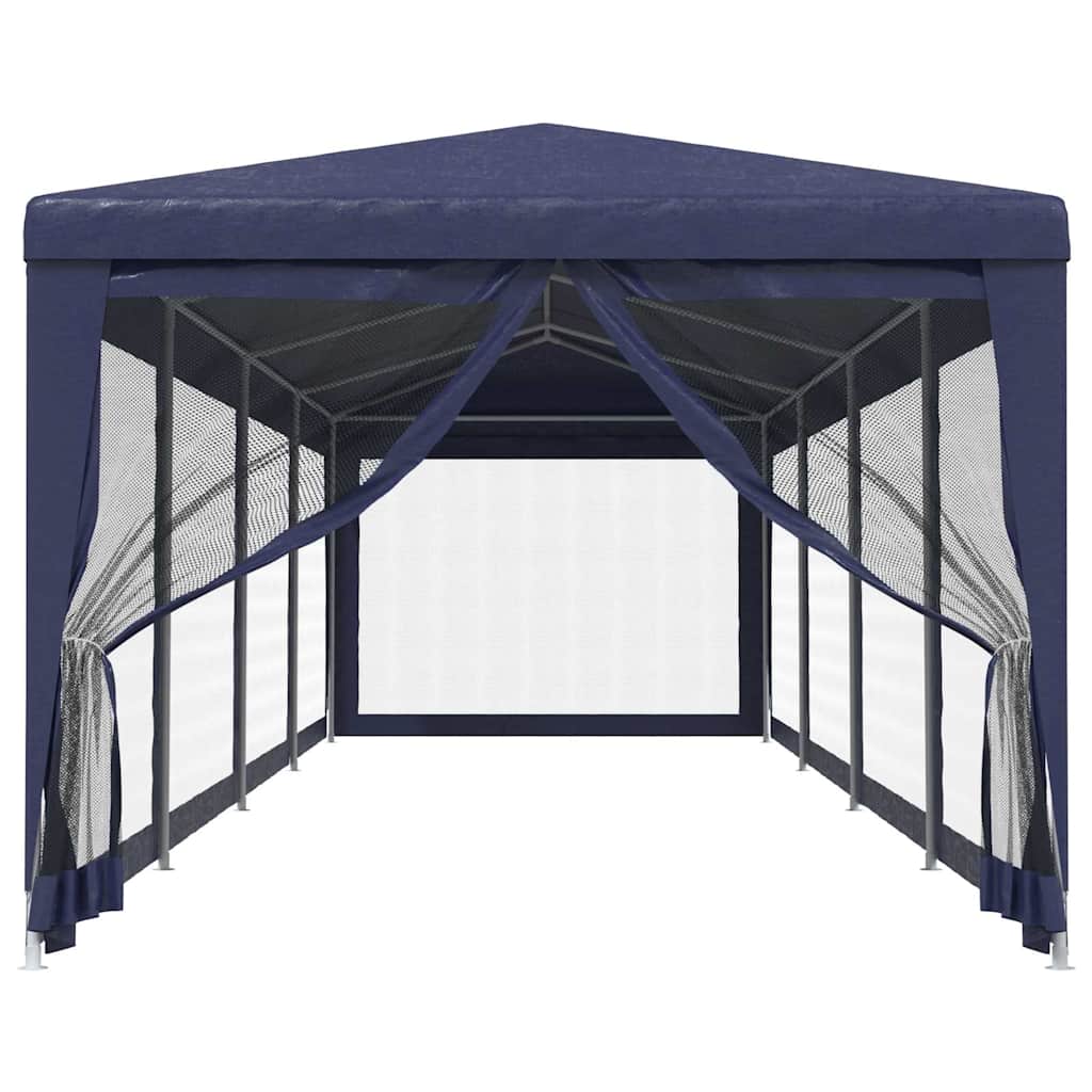 Kék HDPE rendezvénysátor 10 hálós oldalfallal 3 x 12 m 3