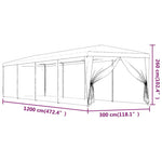Kék HDPE rendezvénysátor 10 hálós oldalfallal 3 x 12 m 7