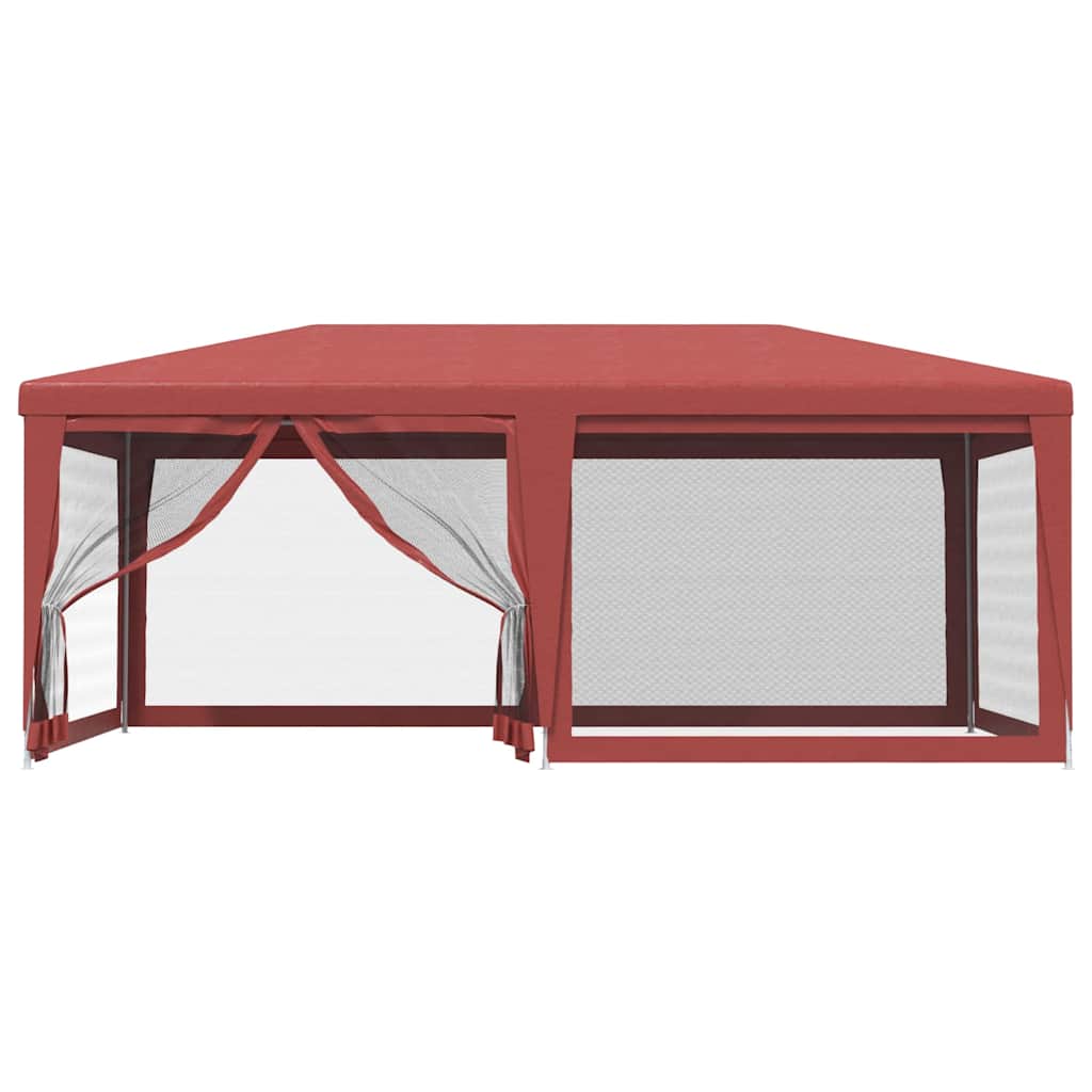 Piros HDPE rendezvénysátor 6 hálós oldalfallal 6x4 m 3