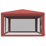 Piros HDPE rendezvénysátor 6 hálós oldalfallal 6x4 m 4