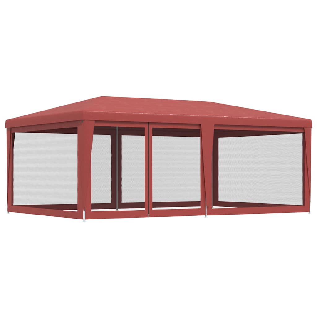 Piros HDPE rendezvénysátor 6 hálós oldalfallal 6x4 m 5