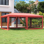Piros HDPE rendezvénysátor 6 hálós oldalfallal 6x4 m
