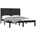 King Size fekete tömör fa ágykeret 150 x 200 cm 3