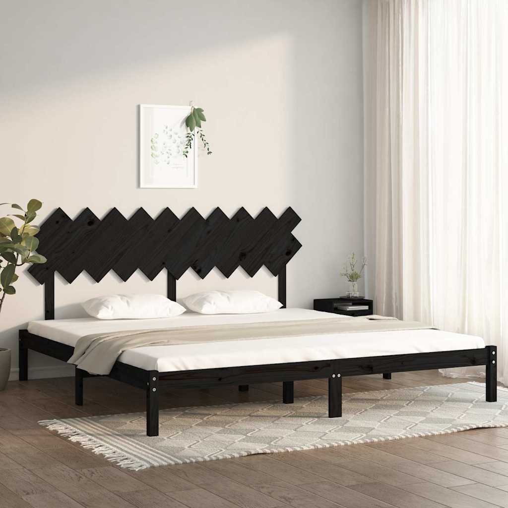 Fekete tömör fa ágykeret 200 x 200 cm