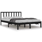 King Size fekete tömör fenyőfa ágykeret 150 x 200 cm 2