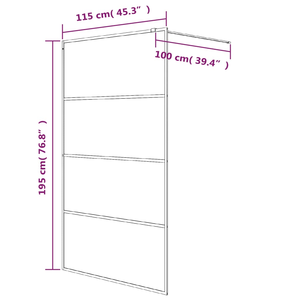 Fekete selyemmatt ESG üveg zuhanyfal 115 x 195 cm 7
