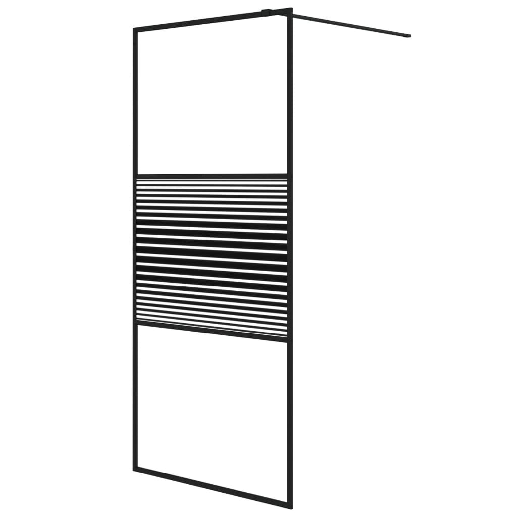 Fekete átlátszó ESG üveg zuhanyfal 90x195 cm 2