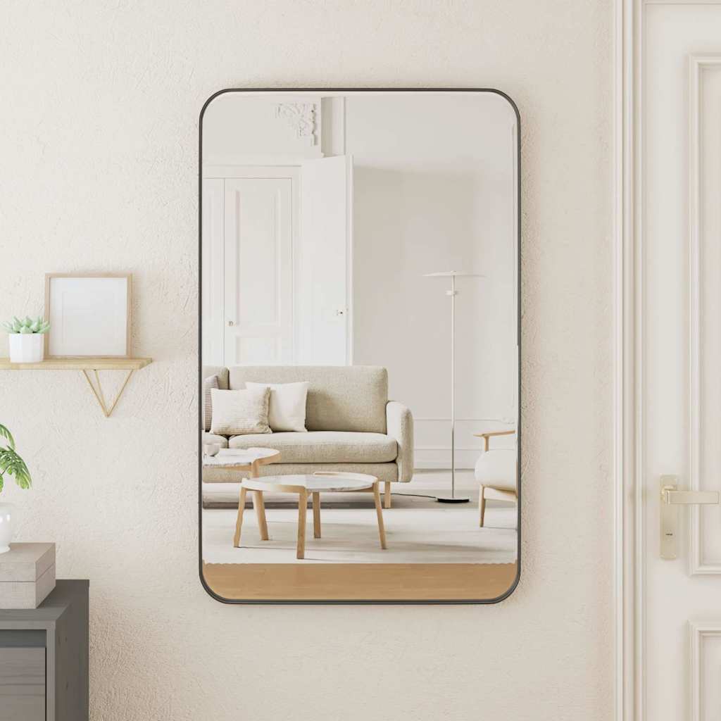 Fekete téglalap alakú falra szerelhető tükör 50x80 cm
