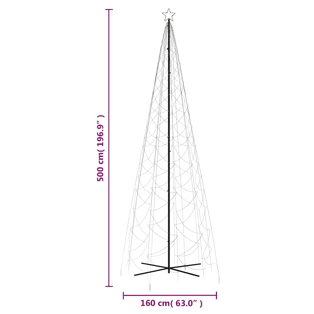 Kúp alakú karácsonyfa 1400 meleg fehér LED-del 160 x 500 cm 10
