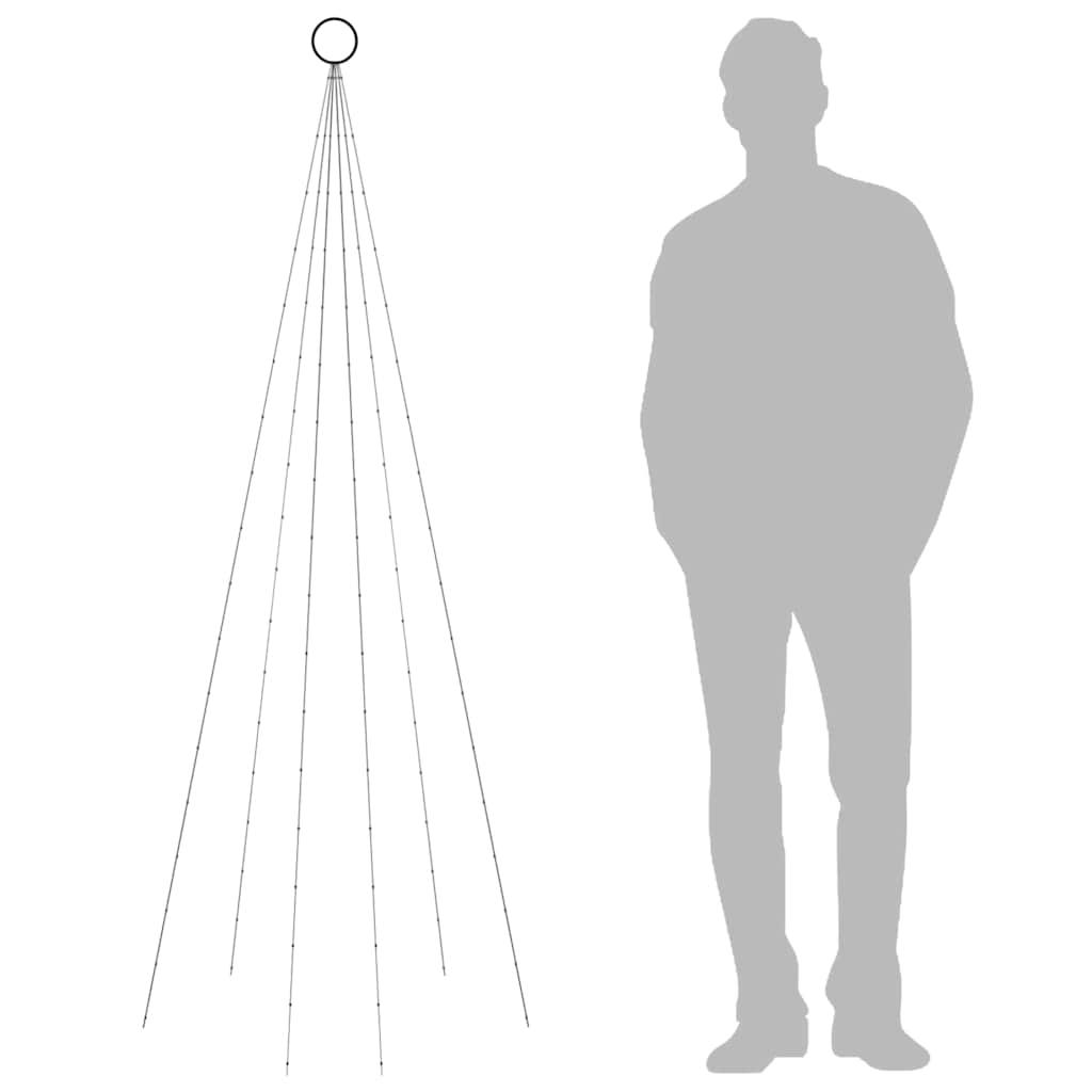 Karácsonyfa zászlórúdon 108 meleg fehér LED-del 180 cm 10