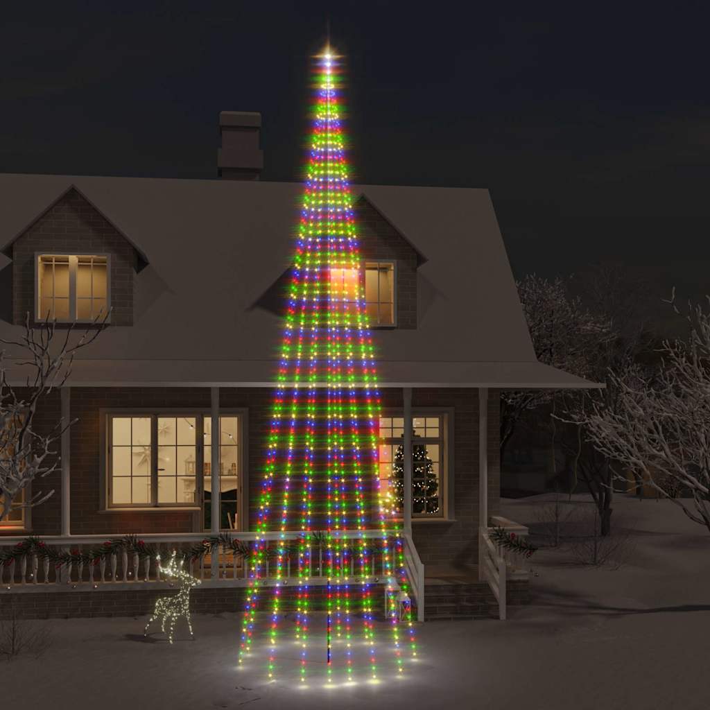 Karácsonyfa zászlórúdon 1134 színes LED-del 800 cm