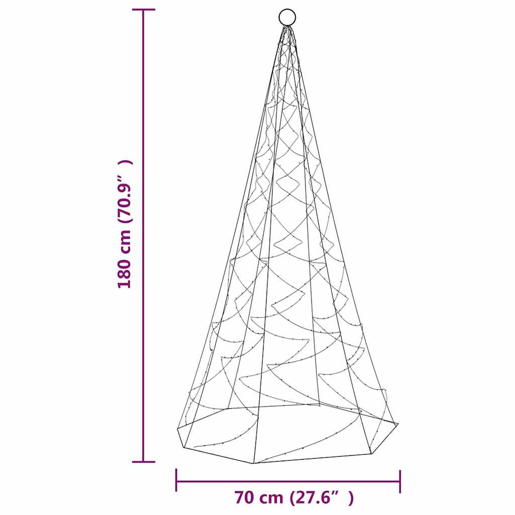 Karácsonyfa zászlórúdon 200 meleg fehér LED-del 180 cm 11