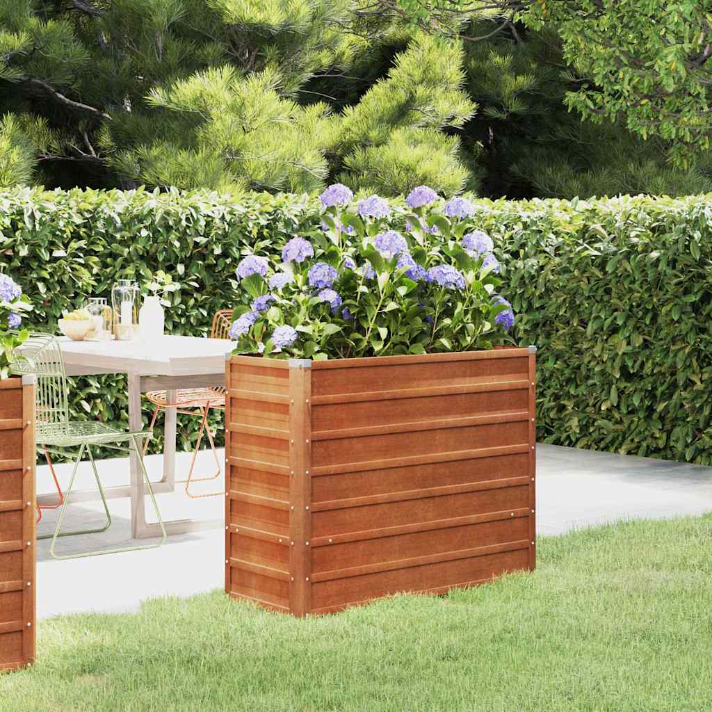 Rozsda színű corten acél kerti magaságyás 100 x 40 x 77 cm