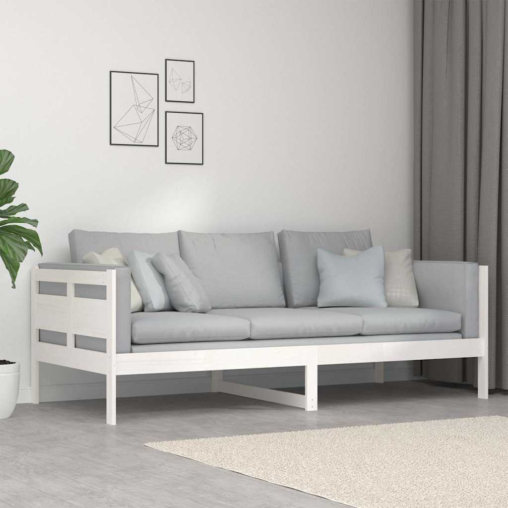 Fehér tömör fenyőfa kanapéágy 90 x 200 cm 4