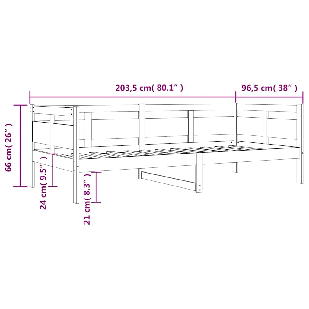 Fehér tömör fenyőfa kanapéágy 90 x 200 cm 11