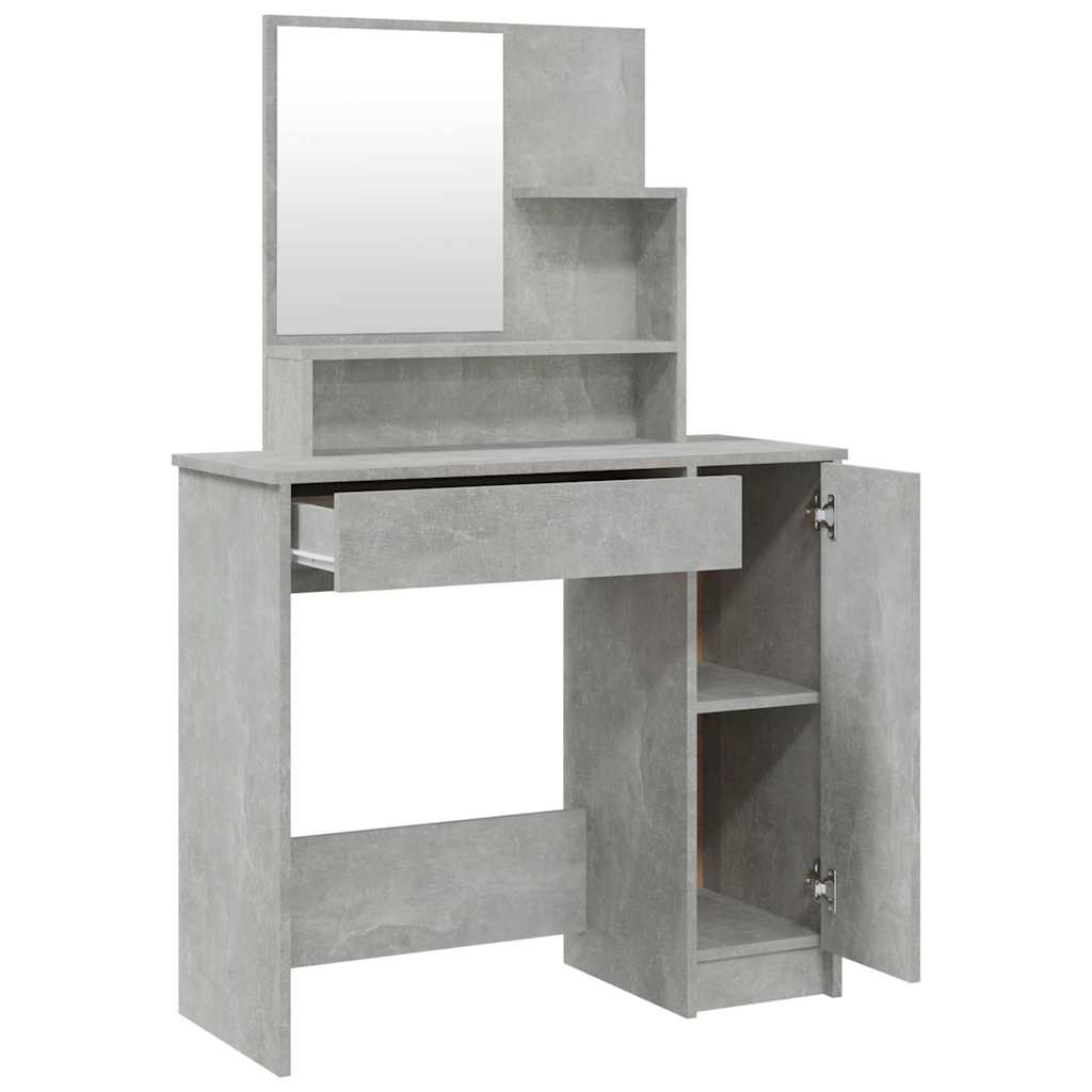 Betonszürke fésülködőasztal tükörrel 86,5 x 35 x 136 cm 7