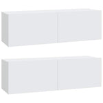 2 db fehér szerelt fa fali TV-szekrény 100 x 30 x 30 cm 2