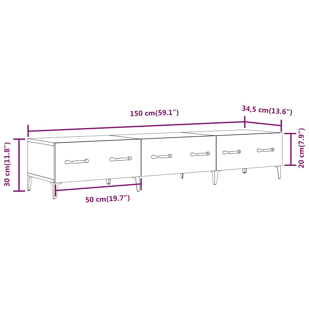 Betonszürke szerelt fa TV-szekrény 150 x 34,5 x 30 cm 9