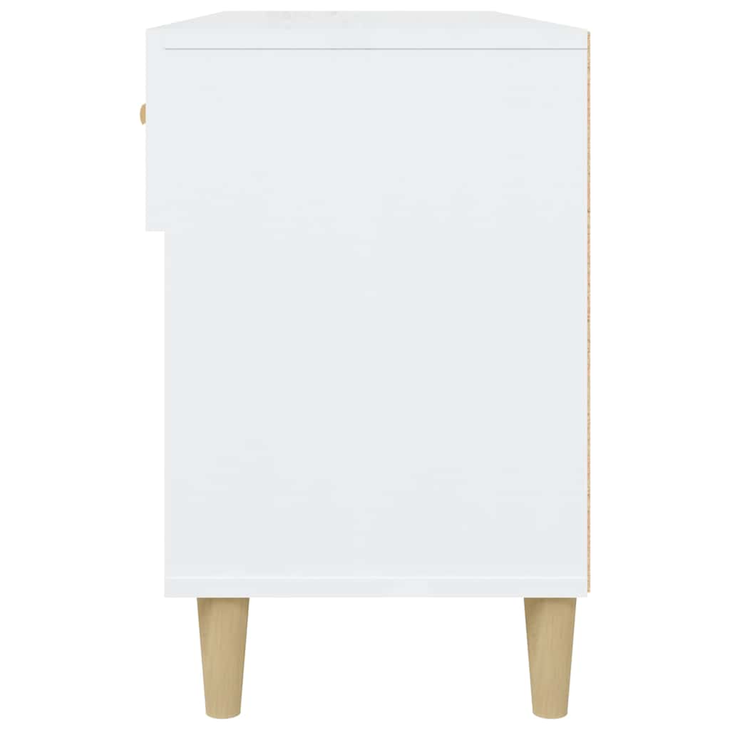Magasfényű fehér szerelt fa cipőszekrény 102x35x55 cm 7