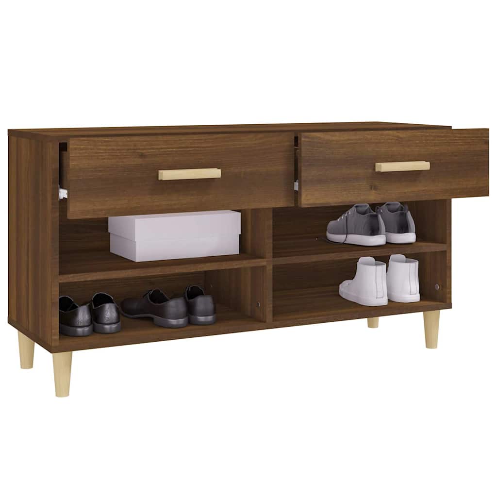 Barna tölgyszínű szerelt fa cipősszekrény 102 x 35 x 55 cm 5