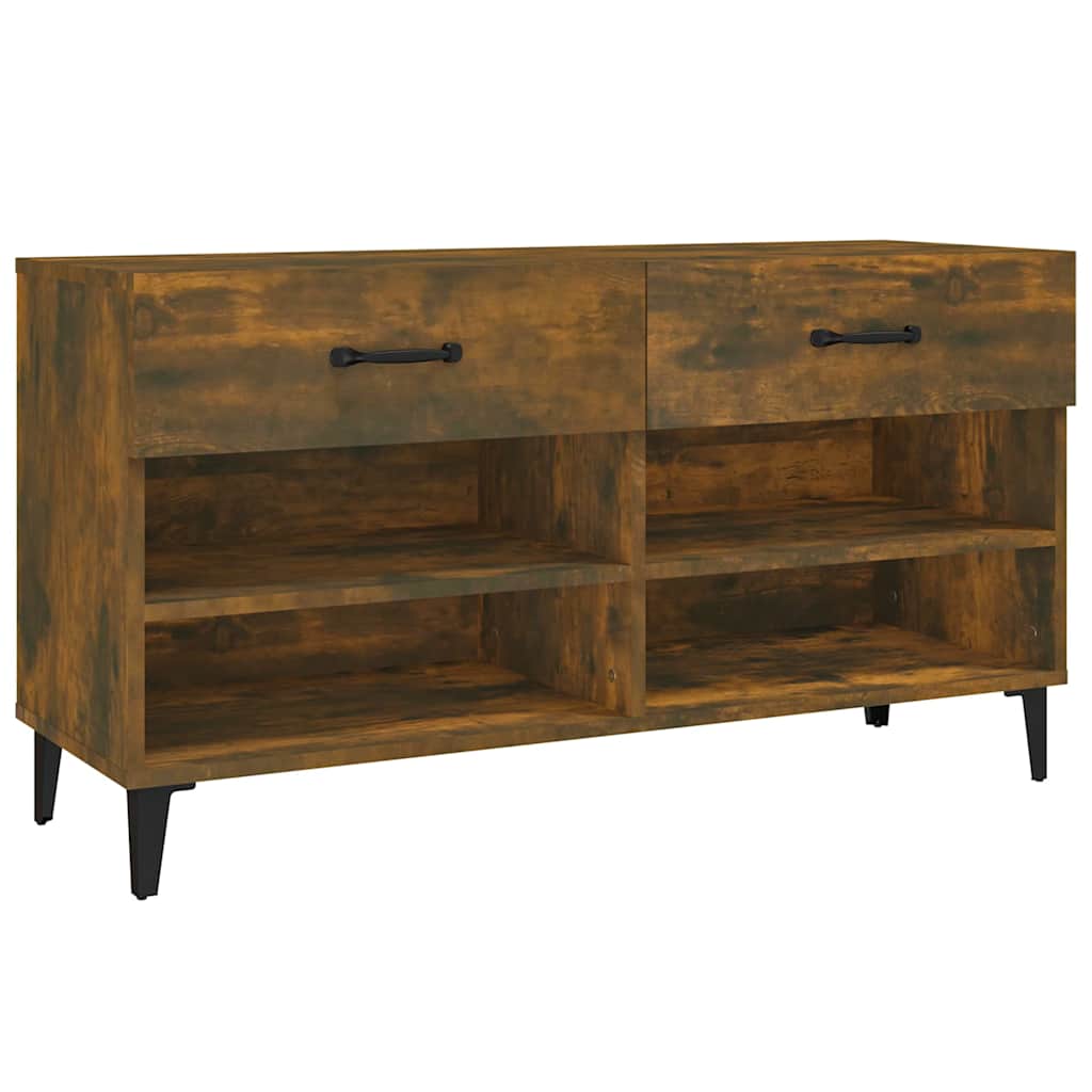 Füstös tölgyszínű szerelt fa cipősszekrény 102 x 35 x 55 cm 2