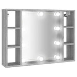 Szürke sonoma színű tükrös szekrény LED-ekkel 76 x 15 x 55 cm 2