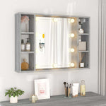 Szürke sonoma színű tükrös szekrény LED-ekkel 76 x 15 x 55 cm 4
