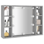 Szürke sonoma színű tükrös szekrény LED-ekkel 76 x 15 x 55 cm 6