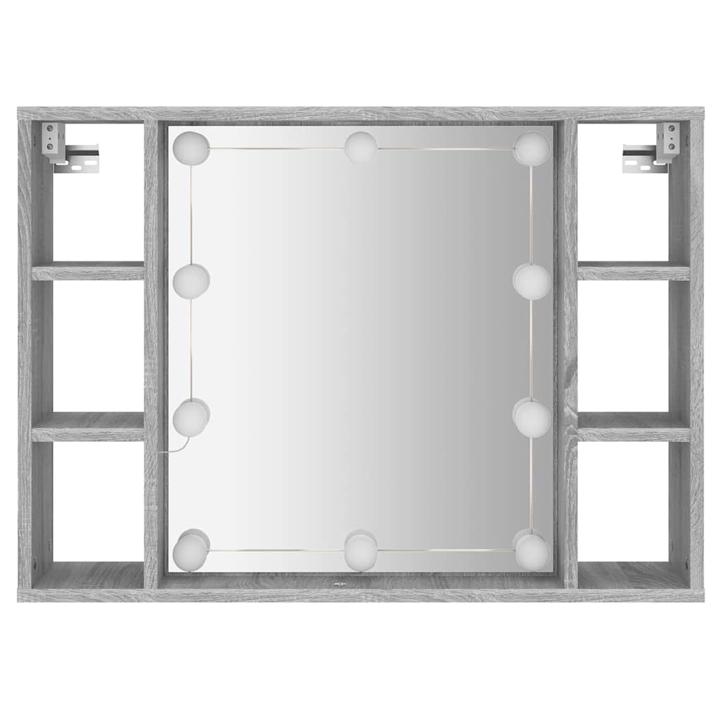 Szürke sonoma színű tükrös szekrény LED-ekkel 76 x 15 x 55 cm 7