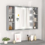 Szürke sonoma színű tükrös szekrény LED-ekkel 76 x 15 x 55 cm
