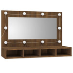 Barna tölgy színű tükrös szekrény LED-ekkel 90 x 31,5 x 62 cm 3
