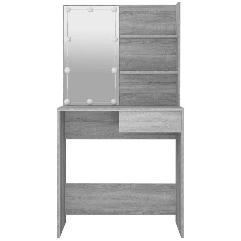 Szürke sonoma színű LED-es fésülködőasztal 74,5 x 40 x 141 cm 5