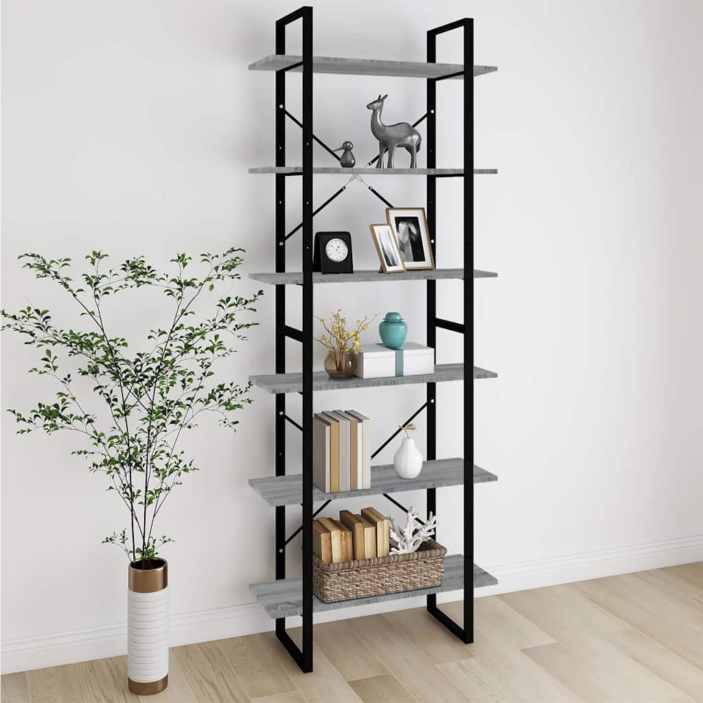 Szürke sonoma színű szerelt fa magasszekrény 80 x 30 x 210 cm