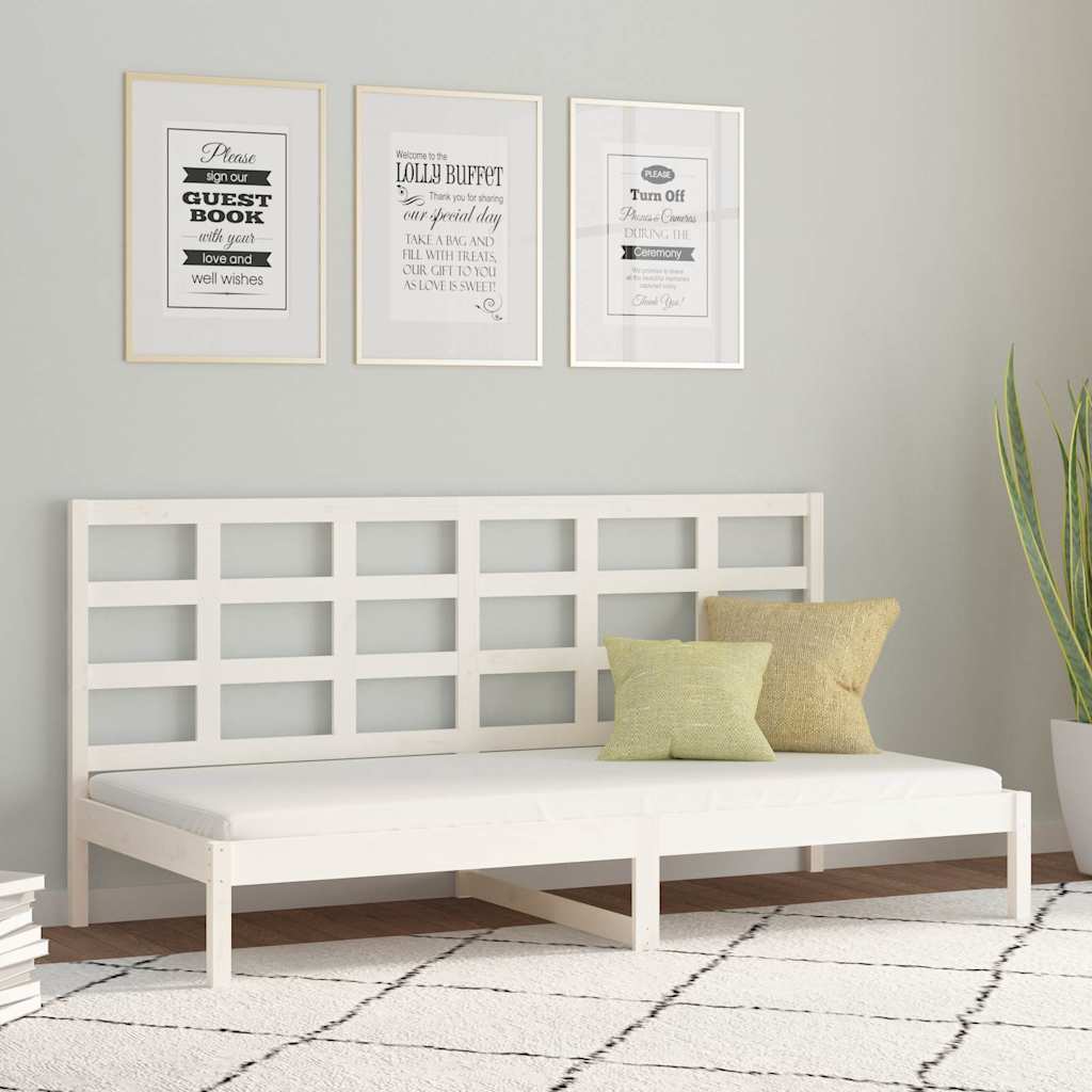 Fehér tömör fenyőfa kanapéágy matrac nélkül 90 x 200 cm
