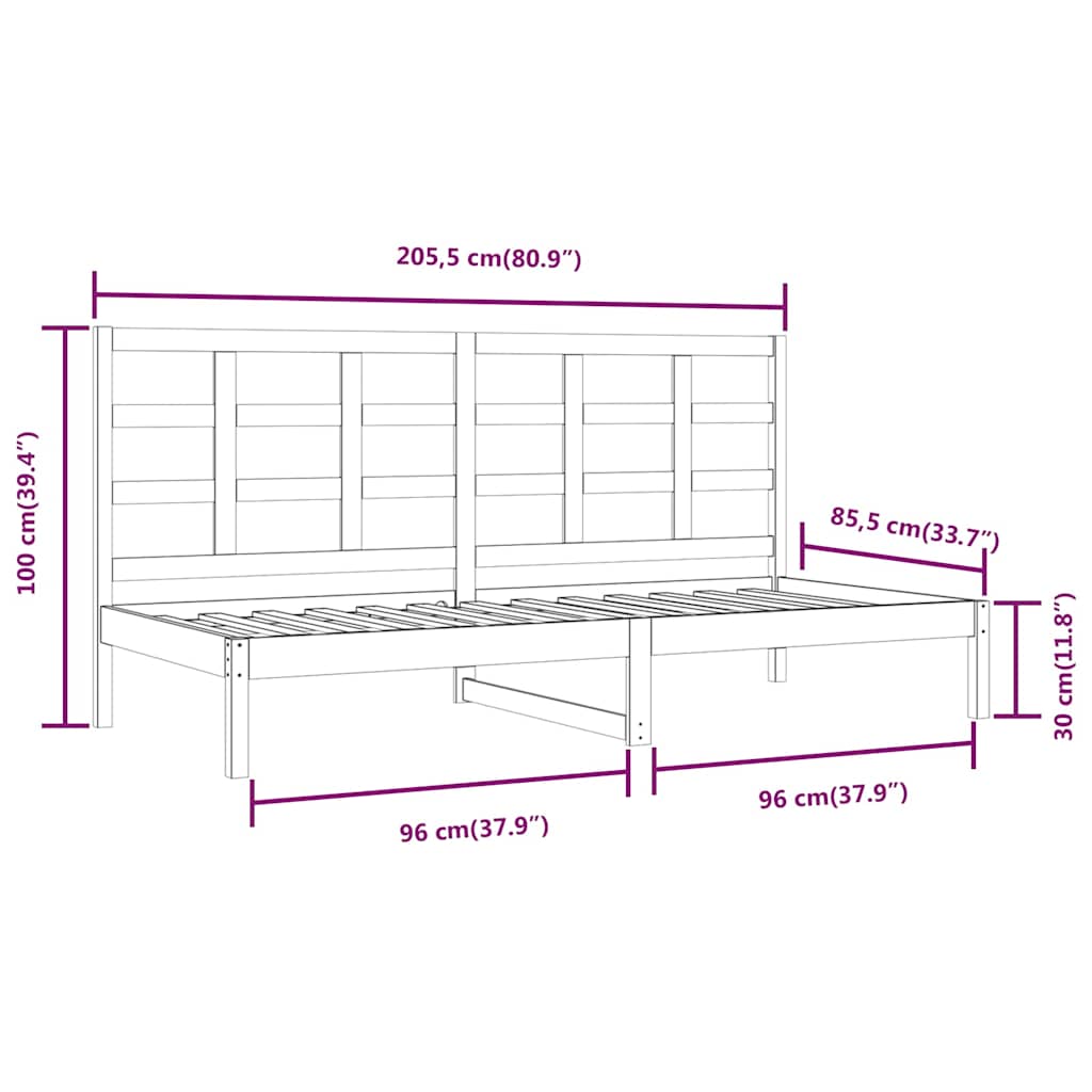 Fehér tömör fenyőfa kanapéágy matrac nélkül 80 x 200 cm 6