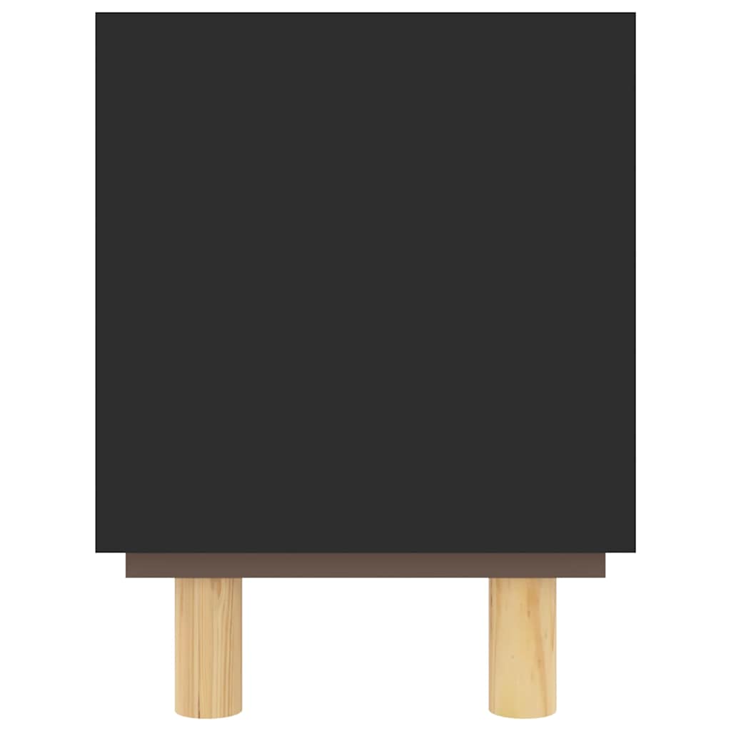 Fekete fenyőfa és természetes rattan TV-szekrény 80x30x40 cm 5